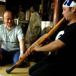 With Nishimura Koku's son, Koryu at their home in Kumamoto