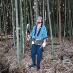 Katsuya Nonaka harvesting bamboo in Nagano