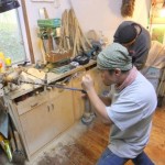 Making shakuhachi at John Neptune's workshop, Kamogawa, Chiba